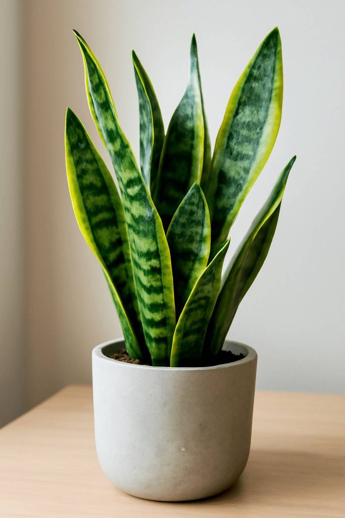 Sansewieria – jedna z najłatwiejszych w pielęgnacji roślin doniczkowych, idealna do zacienionych wnętrz.